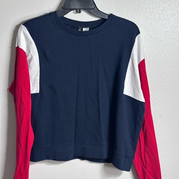 H&M Divided Multi Color Red Navy White Long Sleeve Pullover Sweater‎ Size M - Picture 2 of 6
